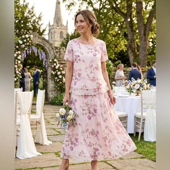 Jessica Howard Pink Floral Two-Piece Ensemble - Picture 1 of 5